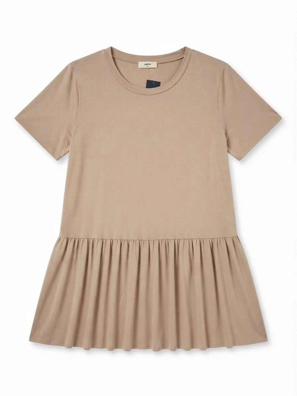 Entro Mocha Tiered Round Neck Tunic/Dress- Plus 1X